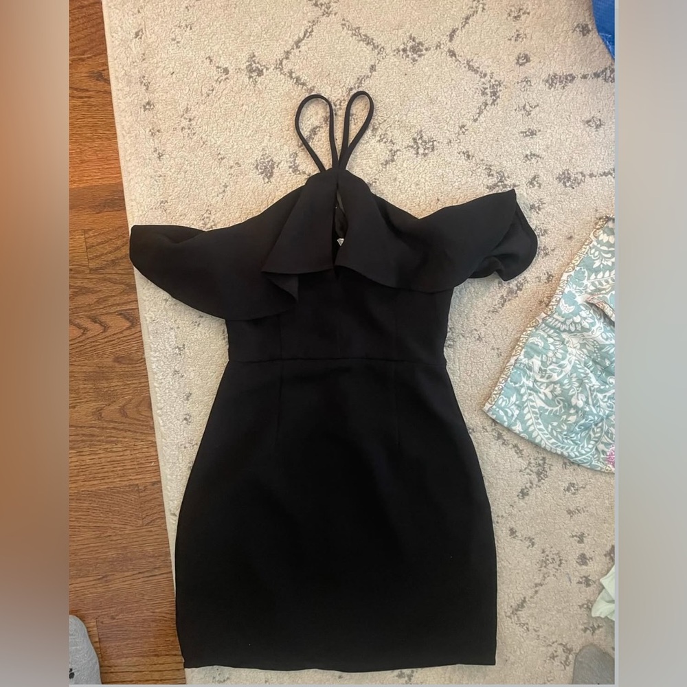 Bcbgeneration Black Ruffle Halter Mini Dress - image 2